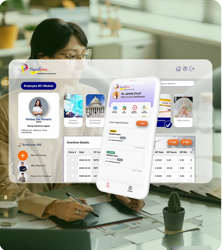 PayrollPinas trusted payroll outsourcing since 2007 — app interface