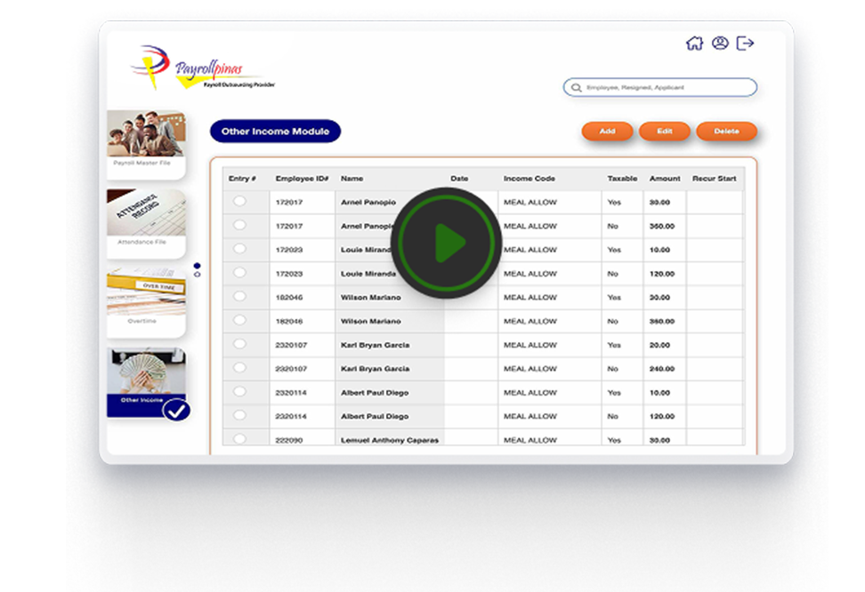 PayrollPinas payroll workspace interface preview