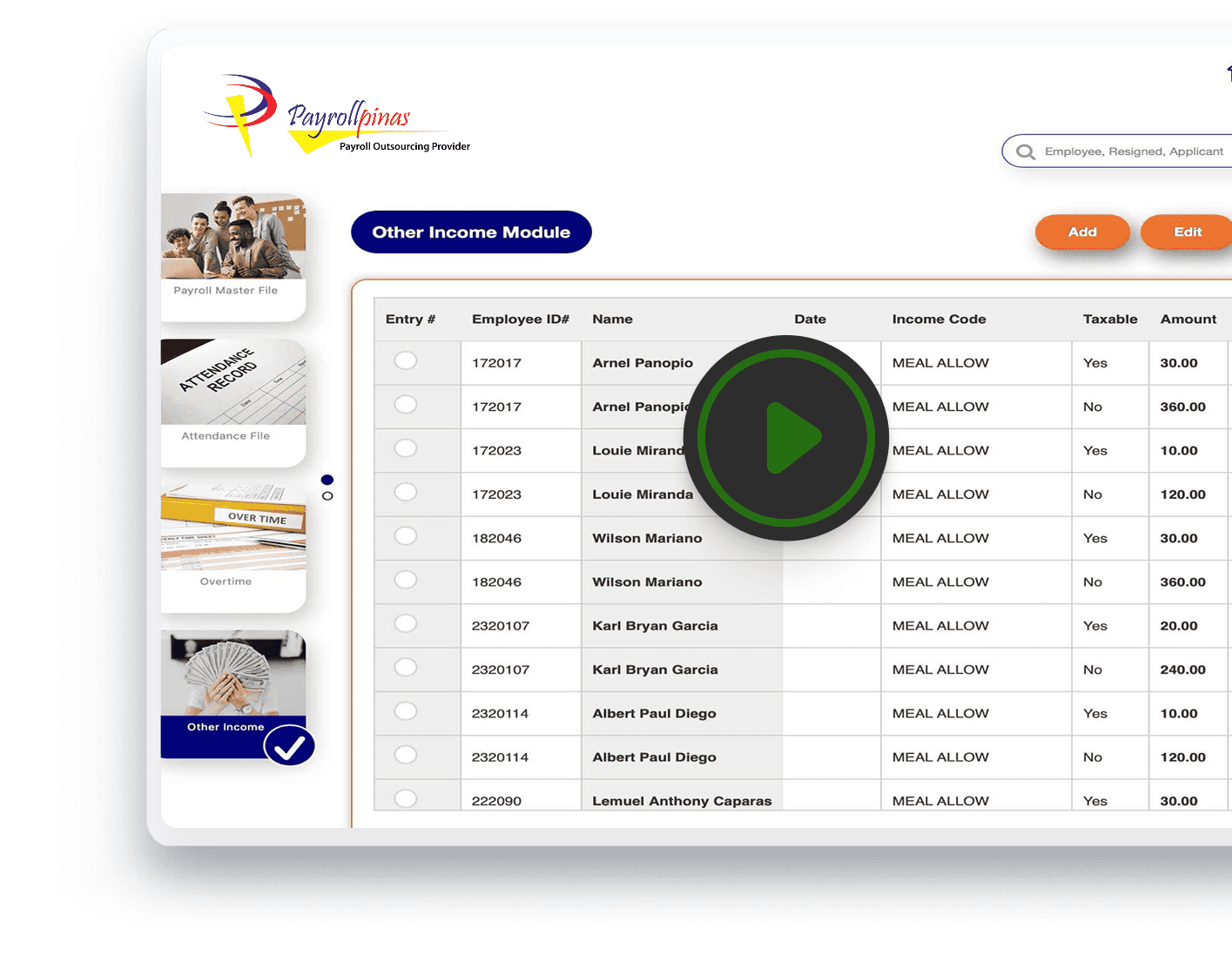 PayrollPinas payroll workspace interface preview